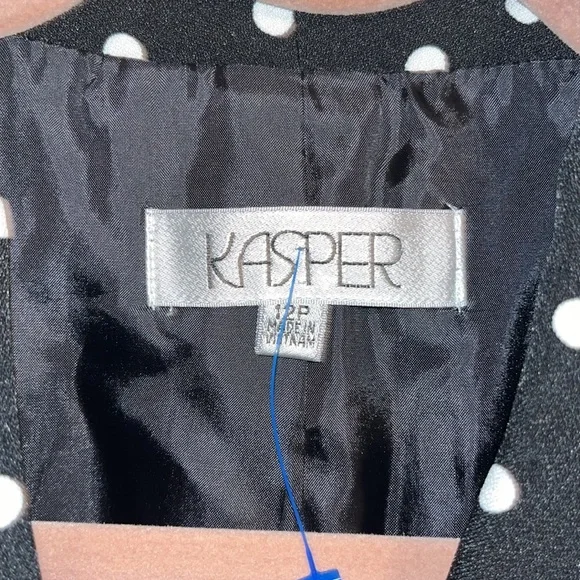 Kasper - Vintage 90’s Black & White Polka Dot Blazer Jacket - Picture 5 of 12